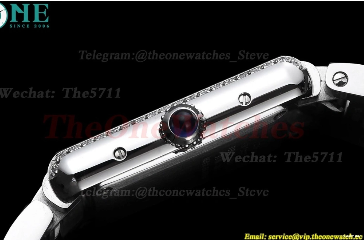 White Bezel Diamond Dial Quartz Must Bracelet K11F On SS Tank Small 0111